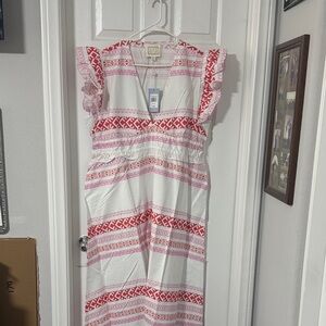 Sail to Sable White and Red Maxi Dress